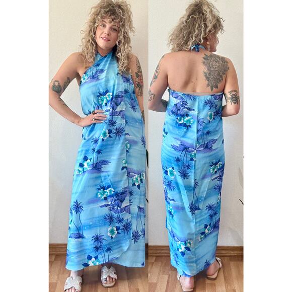 NOS 1970’s Hawaiian Pareau Wrap Dress - Picture 1 of 13